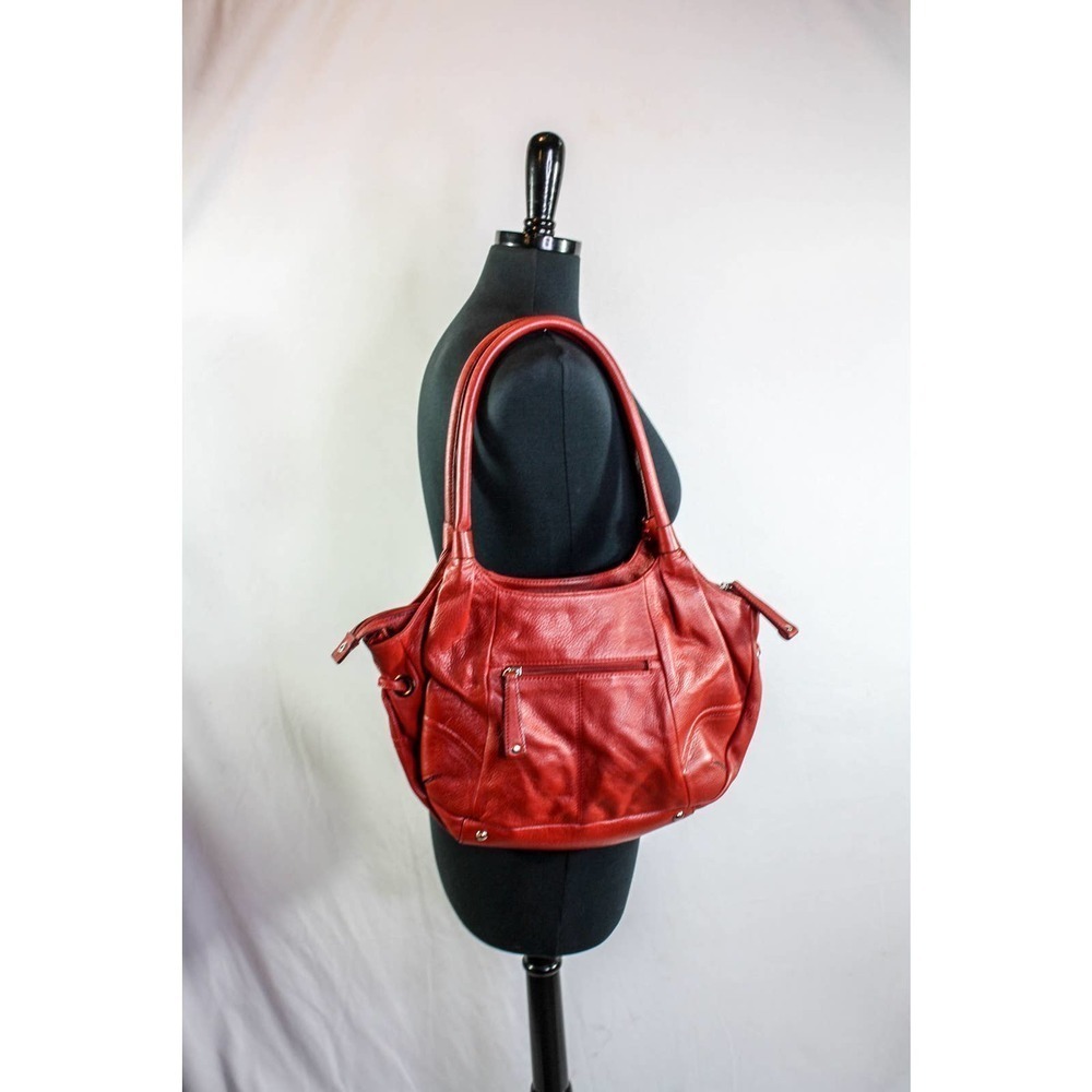 Isaac Mizrahi Purse Red Leather Shoulder Bag - Picture 3 of 4